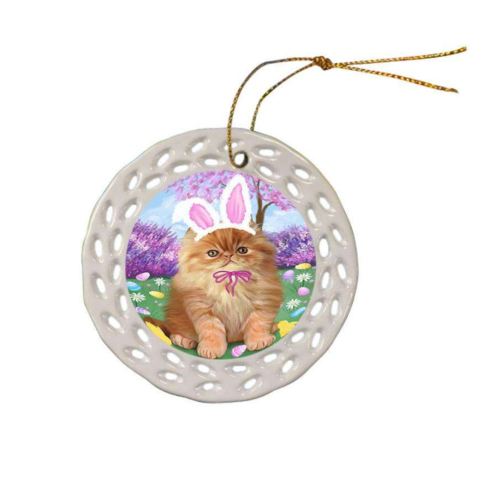 Persian Cat Easter Holiday Ceramic Doily Ornament DPOR49203