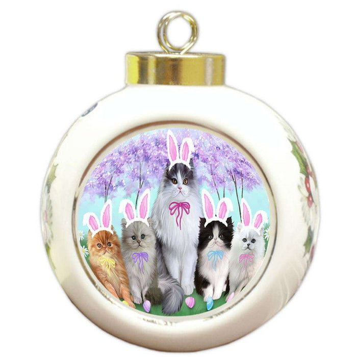 Persian Cat Easter Holiday Round Ball Christmas Ornament RBPOR49200
