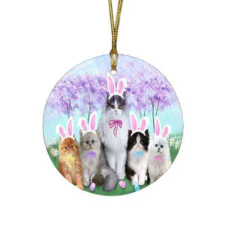 Persian Cat Easter Holiday Round Flat Christmas Ornament RFPOR49191