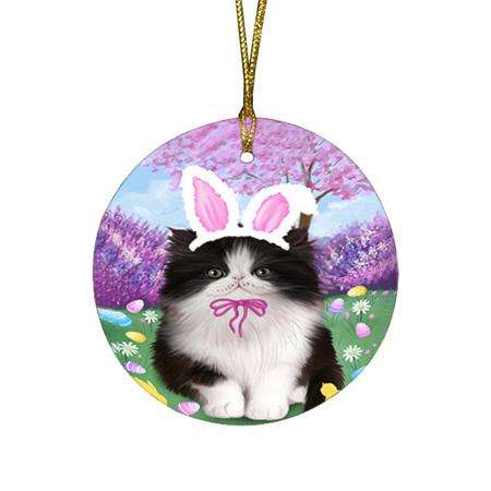 Persian Cat Easter Holiday Round Flat Christmas Ornament RFPOR49193
