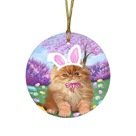 Persian Cat Easter Holiday Round Flat Christmas Ornament RFPOR49194