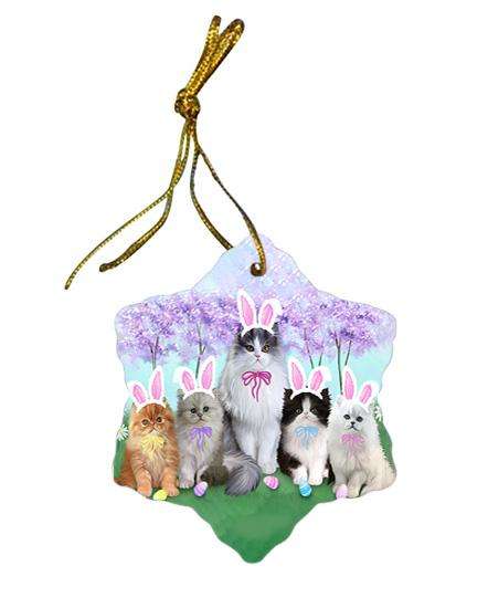 Persian Cat Easter Holiday Star Porcelain Ornament SPOR49192