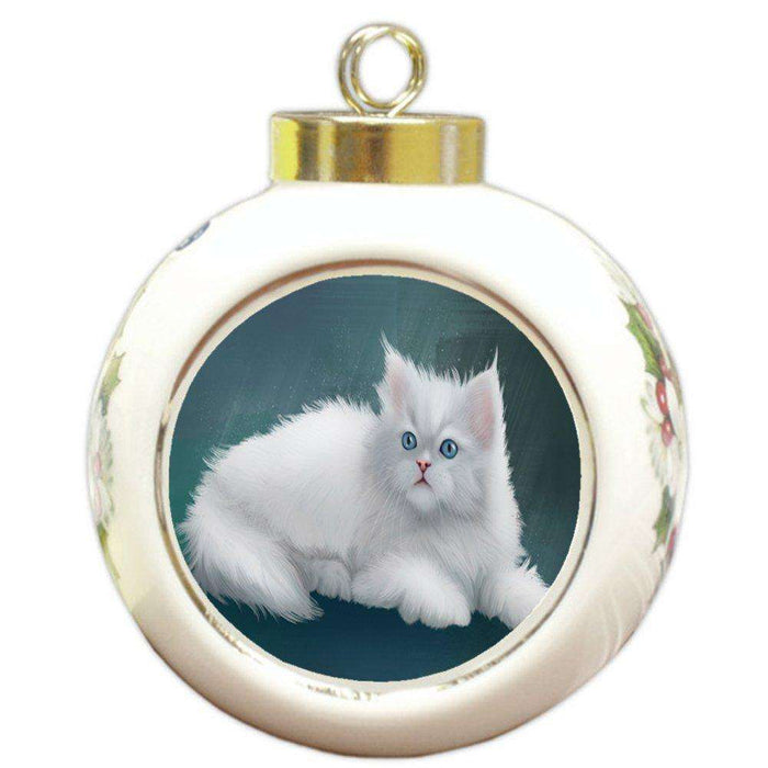 Persian Cat Round Ceramic Ball Christmas Ornament