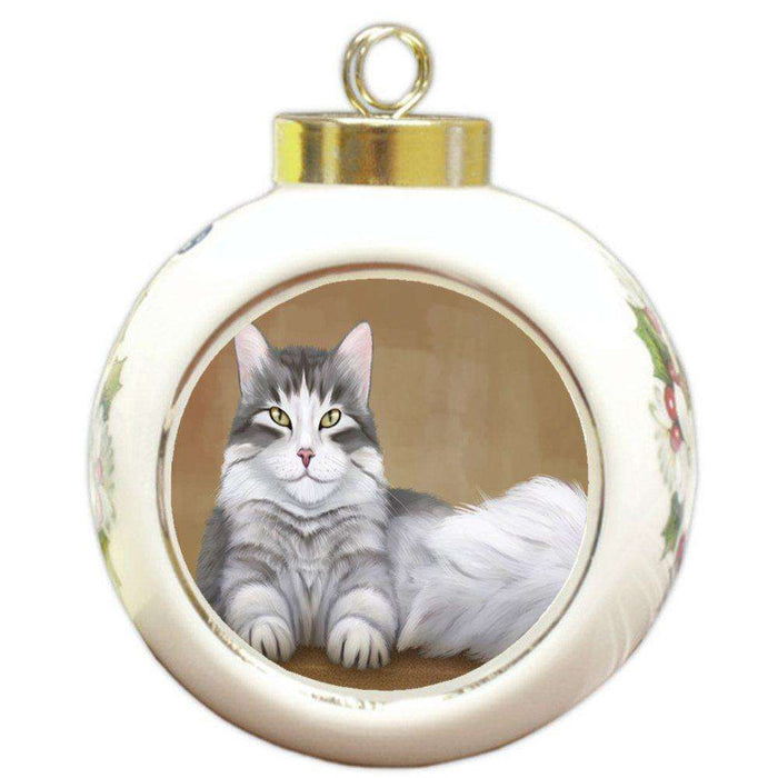 Persian Cat Round Ceramic Ball Christmas Ornament