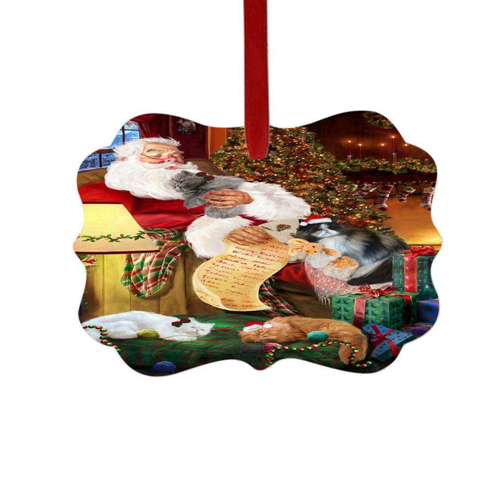 Persian Cats and Kittens Sleeping with Santa Double-Sided Photo Benelux Christmas Ornament LOR49302