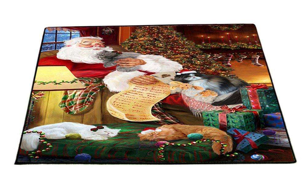 Persian Cats and Kittens Sleeping with Santa Indoor/Outdoor Floormat