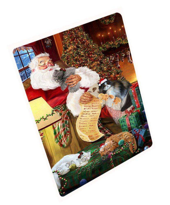 Persian Cats and Kittens Sleeping with Santa Tempered Cutting Board