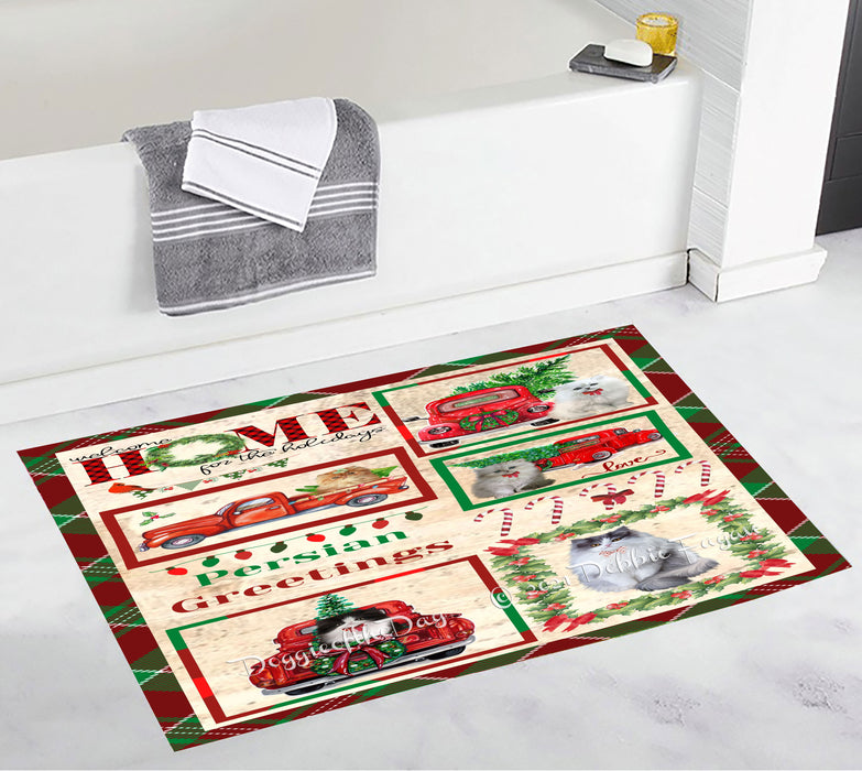 Welcome Home for Christmas Holidays Persian Cats Bathroom Rugs with Non Slip Soft Bath Mat for Tub BRUG54427