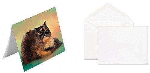 Persian Tortie Cat Handmade Artwork Assorted Pets Greeting Cards and Note Cards with Envelopes for All Occasions and Holiday Seasons GCD48096