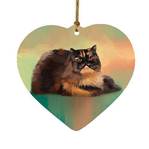 Persian Tortie Cat Heart Christmas Ornament HPOR48032