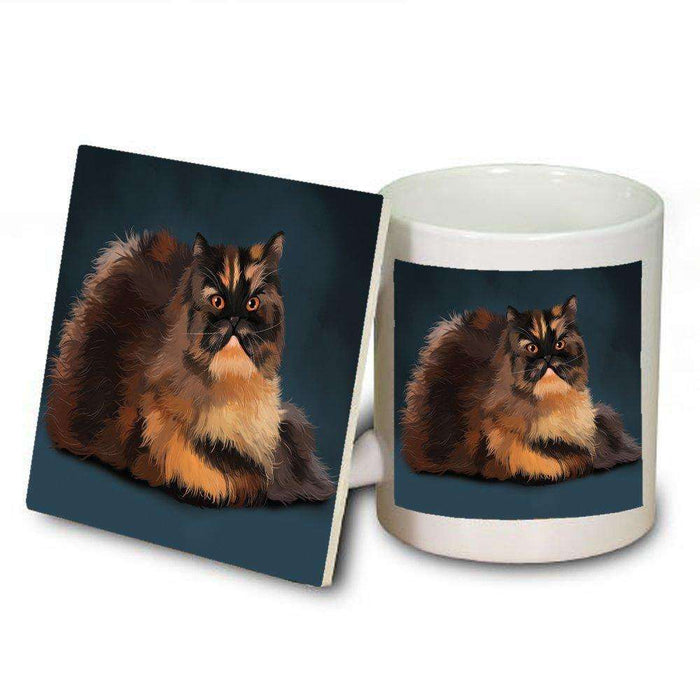 Persian Tortie Cat Mug and Coaster Set