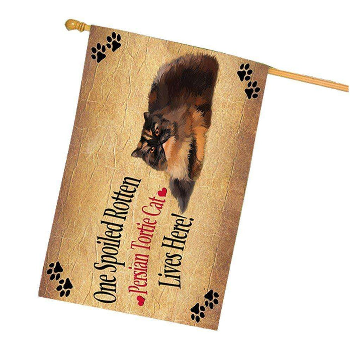 Persian Tortie Spoiled Rotten Cat House Flag