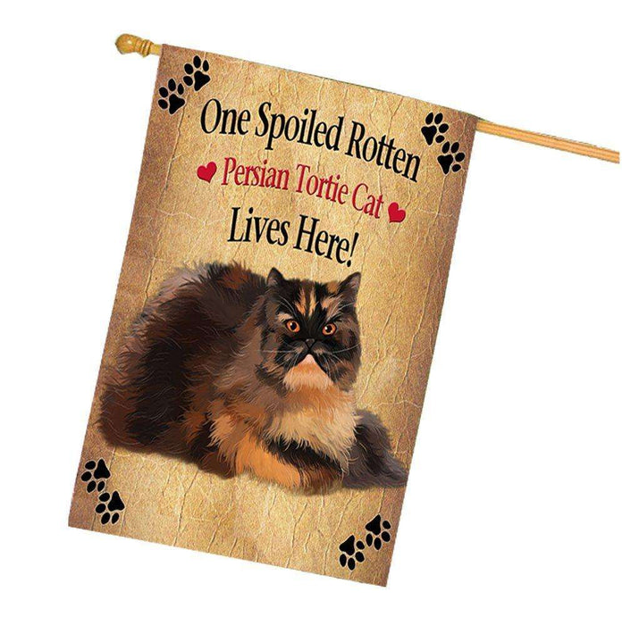 Persian Tortie Spoiled Rotten Cat House Flag