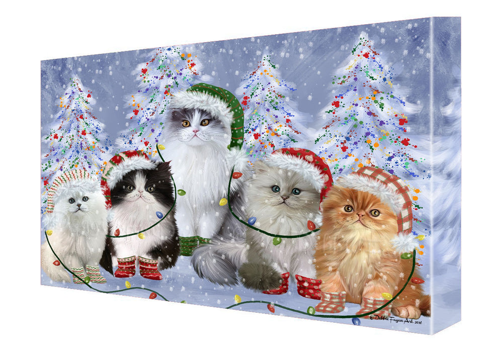 Christmas Lights and Persian Cats Canvas Wall Art - Premium Quality Ready to Hang Room Decor Wall Art Canvas - Unique Animal Printed Digital Painting for Decoration