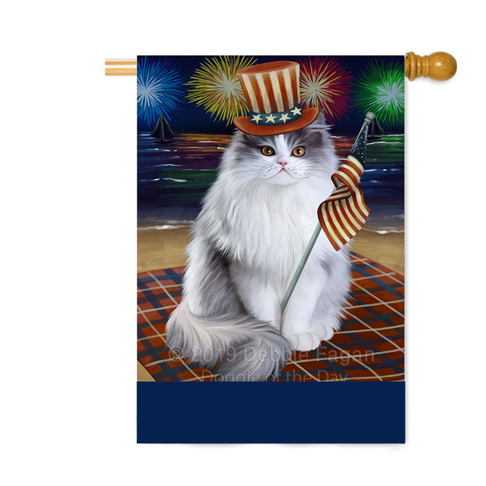 Personalized 4th of July Firework Persian Cat Custom House Flag FLG-DOTD-A58060