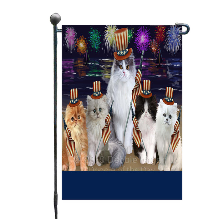 Personalized 4th of July Firework Persian Cats Custom Garden Flags GFLG-DOTD-A58005