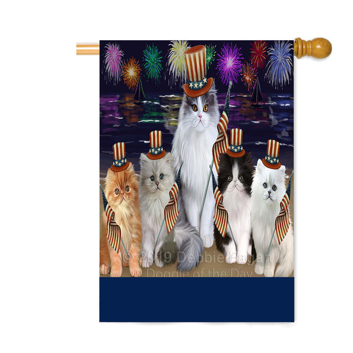 Personalized 4th of July Firework Persian Cats Custom House Flag FLG-DOTD-A58061