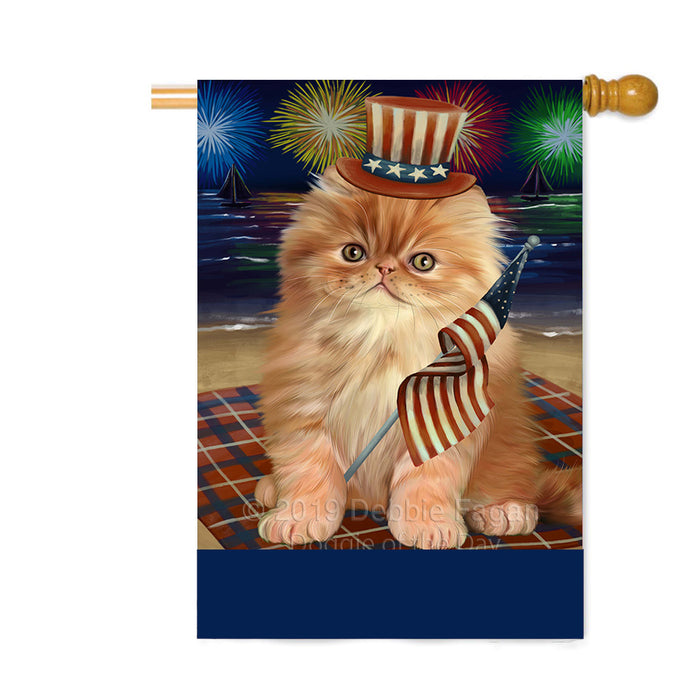 Personalized 4th of July Firework Persian Cat Custom House Flag FLG-DOTD-A58064