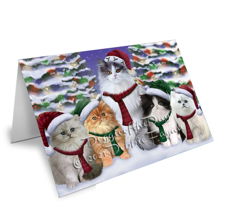 Christmas Family Portrait Persian Cat Handmade Artwork Assorted Pets Greeting Cards and Note Cards with Envelopes for All Occasions and Holiday Seasons