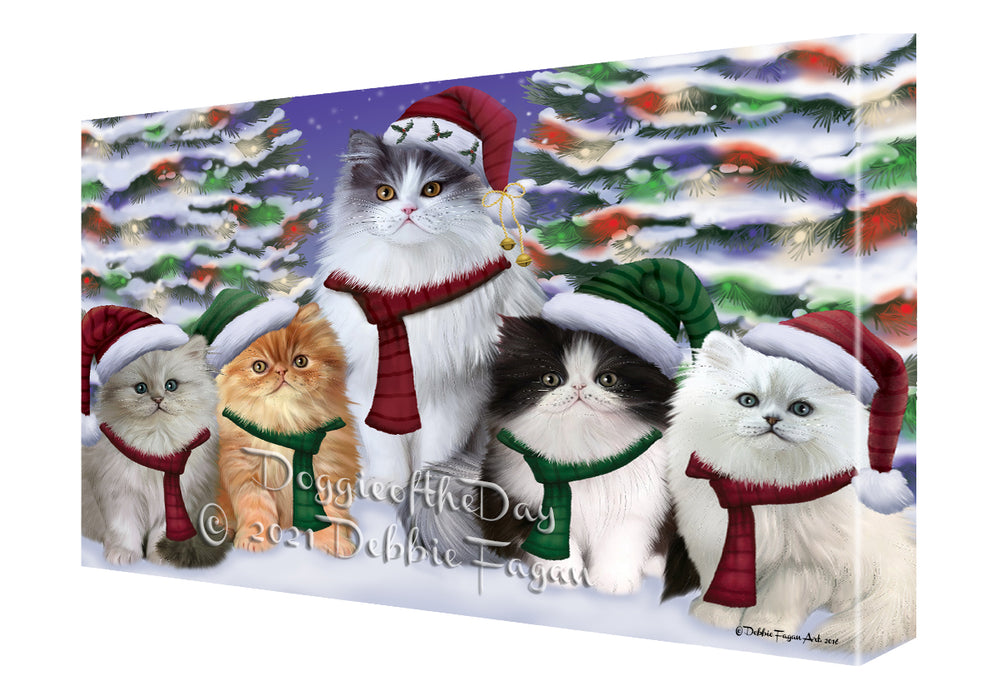 Christmas Family Portrait Persian Cat Canvas Wall Art - Premium Quality Ready to Hang Room Decor Wall Art Canvas - Unique Animal Printed Digital Painting for Decoration