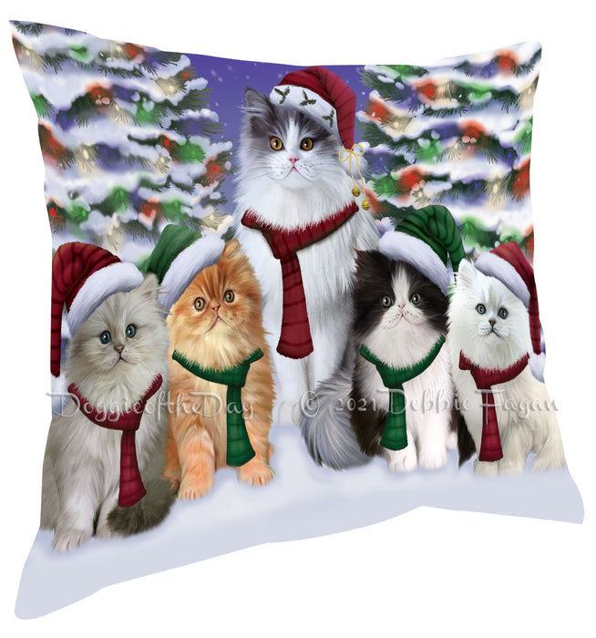 Christmas Family Portrait Persian Cat Pillow with Top Quality High-Resolution Images - Ultra Soft Pet Pillows for Sleeping - Reversible & Comfort - Ideal Gift for Dog Lover - Cushion for Sofa Couch Bed - 100% Polyester
