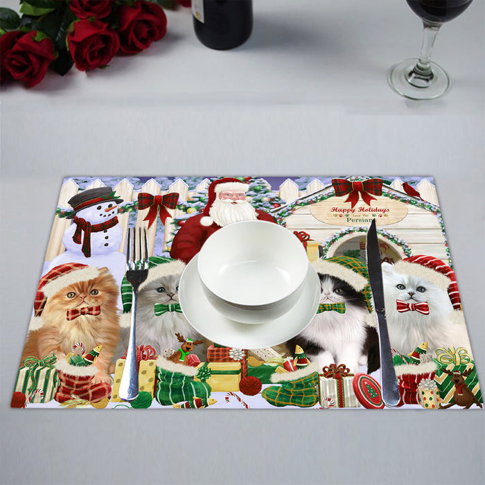 Happy Holidays Christmas Persian Cats House Gathering Placemat