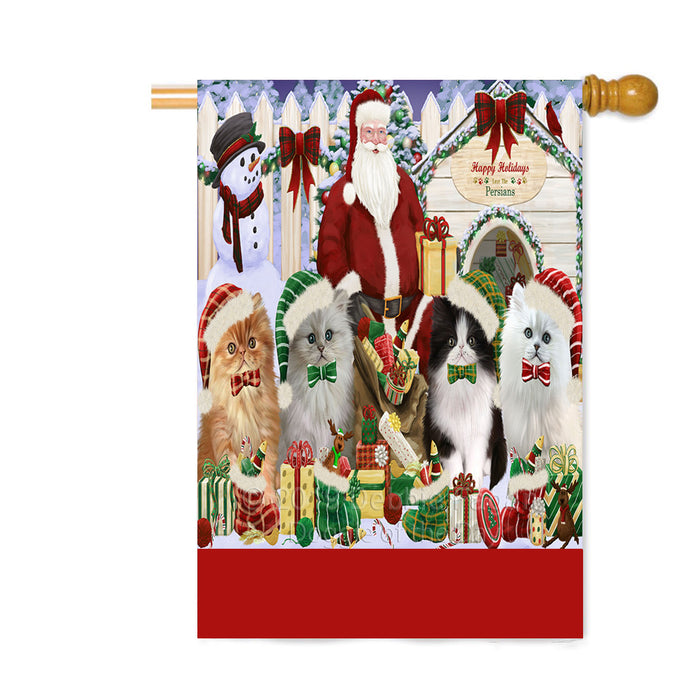 Personalized Happy Holidays Christmas Persian Cats House Gathering Custom House Flag FLG-DOTD-A58598
