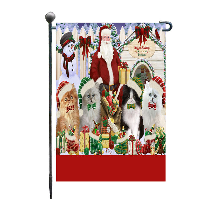Personalized Happy Holidays Christmas Persian Cats House Gathering Custom Garden Flags GFLG-DOTD-A58542