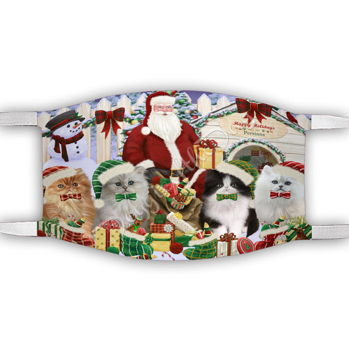 Happy Holidays Christmas Persian Cats House Gathering Face Mask FM48267