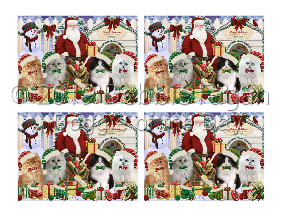 Happy Holidays Christmas Persian Cats House Gathering Placemat