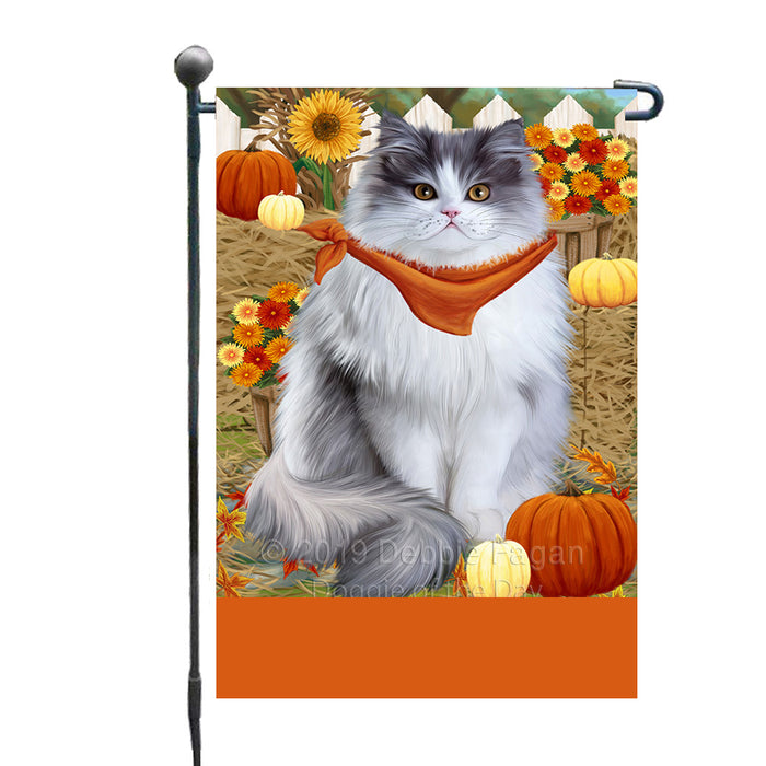 Personalized Fall Autumn Greeting Persian Cat with Pumpkins Custom Garden Flags GFLG-DOTD-A61988