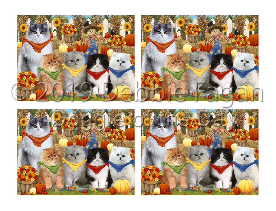 Fall Festive Harvest Time Gathering Persian Cats Placemat