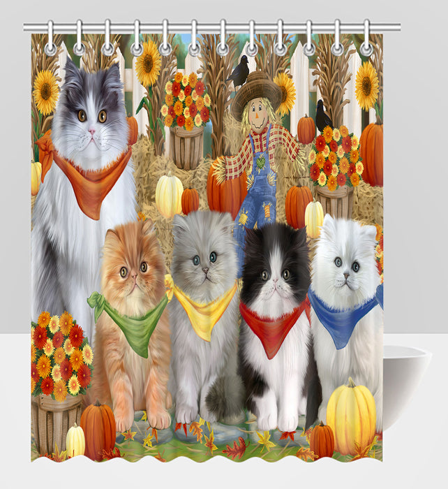 Fall Festive Harvest Time Gathering Persian Cats Shower Curtain