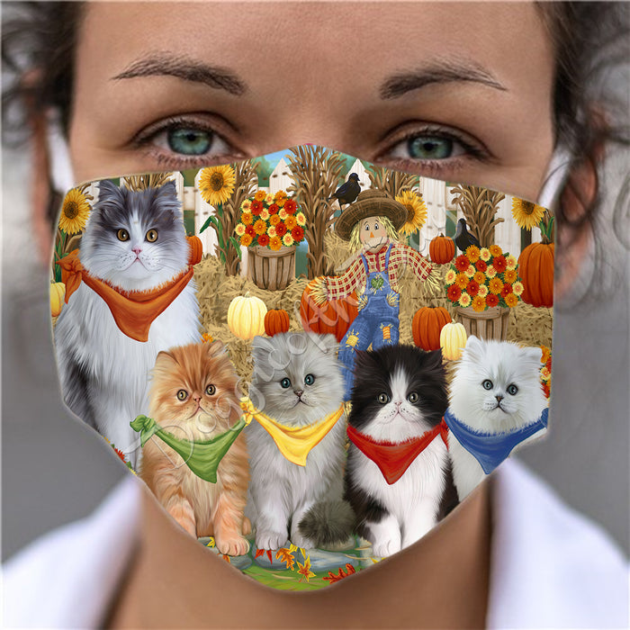 Fall Festive Harvest Time Gathering  Persian Cats Face Mask FM48556