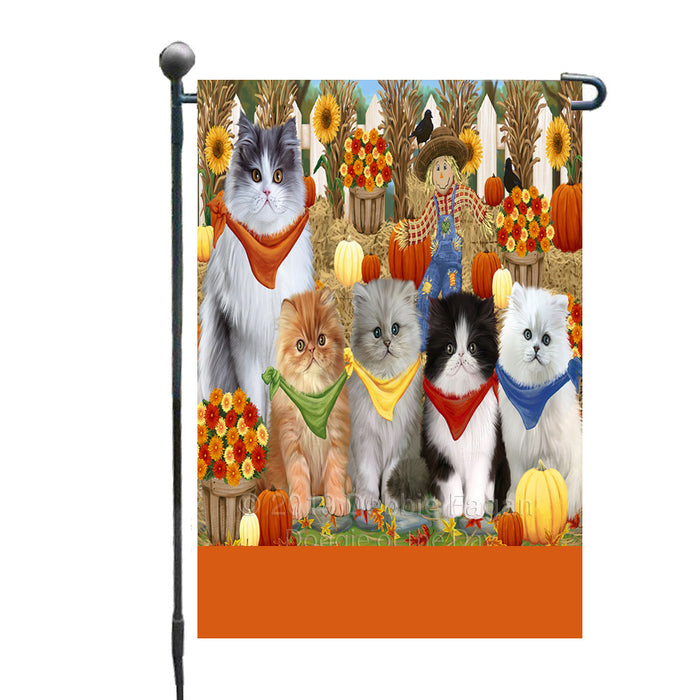 Personalized Fall Festive Gathering Persian Cats with Pumpkins Custom Garden Flags GFLG-DOTD-A61989