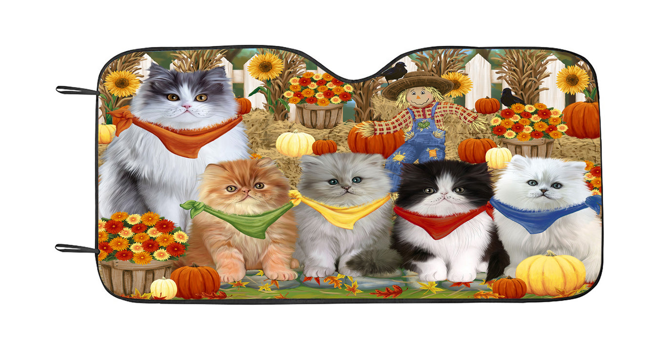 Fall Festive Harvest Time Gathering Persian Cats Car Sun Shade