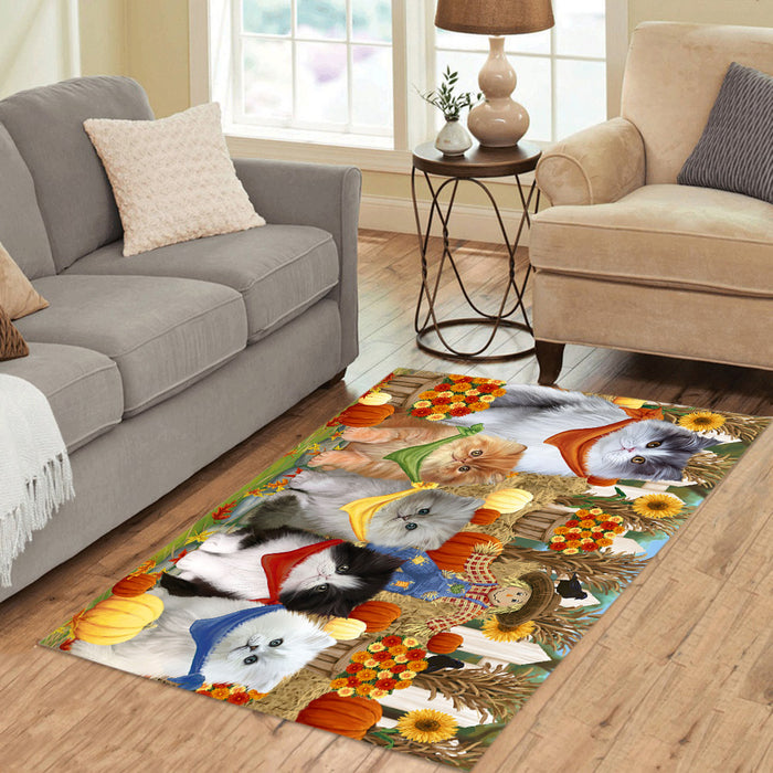 Fall Festive Harvest Time Gathering Persian Cats Area Rug
