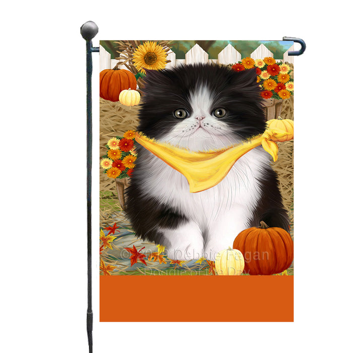 Personalized Fall Autumn Greeting Persian Cat with Pumpkins Custom Garden Flags GFLG-DOTD-A61990