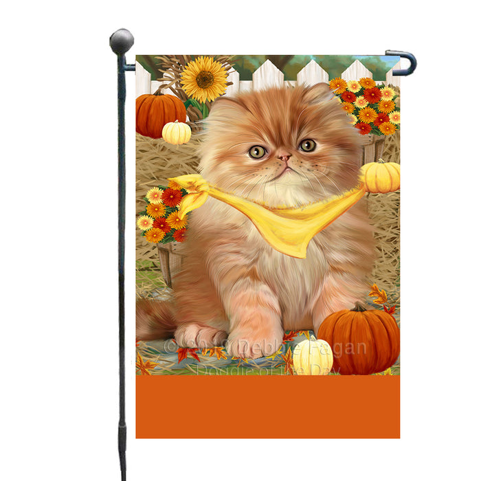 Personalized Fall Autumn Greeting Persian Cat with Pumpkins Custom Garden Flags GFLG-DOTD-A61991