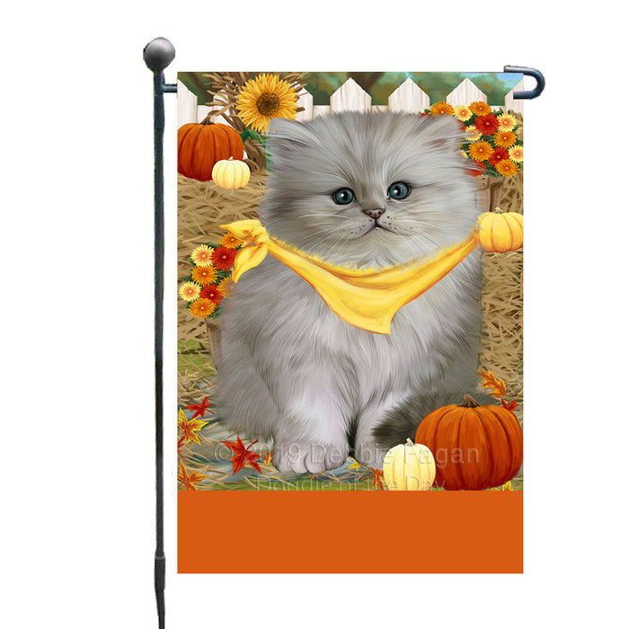 Personalized Fall Autumn Greeting Persian Cat with Pumpkins Custom Garden Flags GFLG-DOTD-A61992