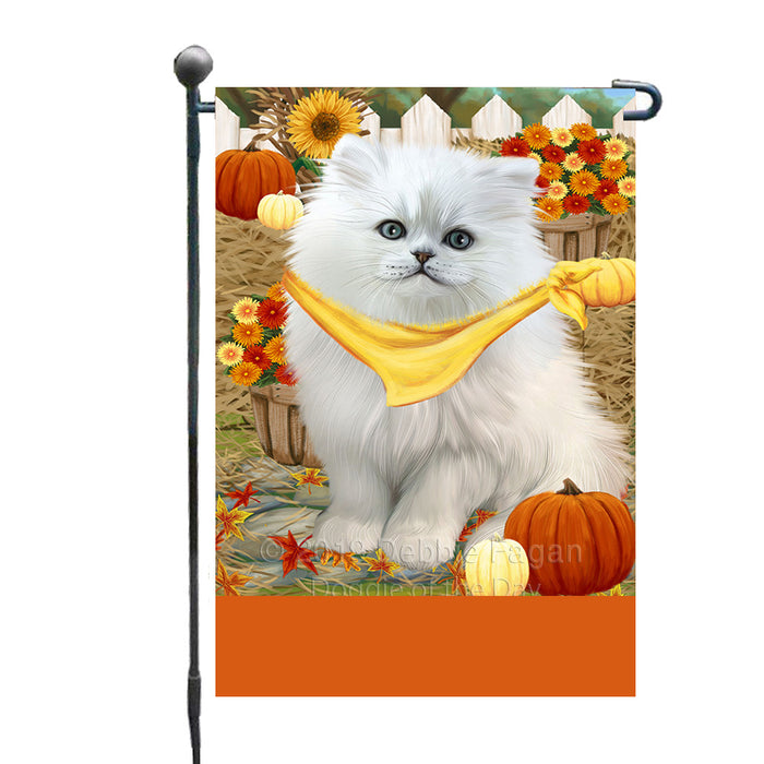 Personalized Fall Autumn Greeting Persian Cat with Pumpkins Custom Garden Flags GFLG-DOTD-A61993