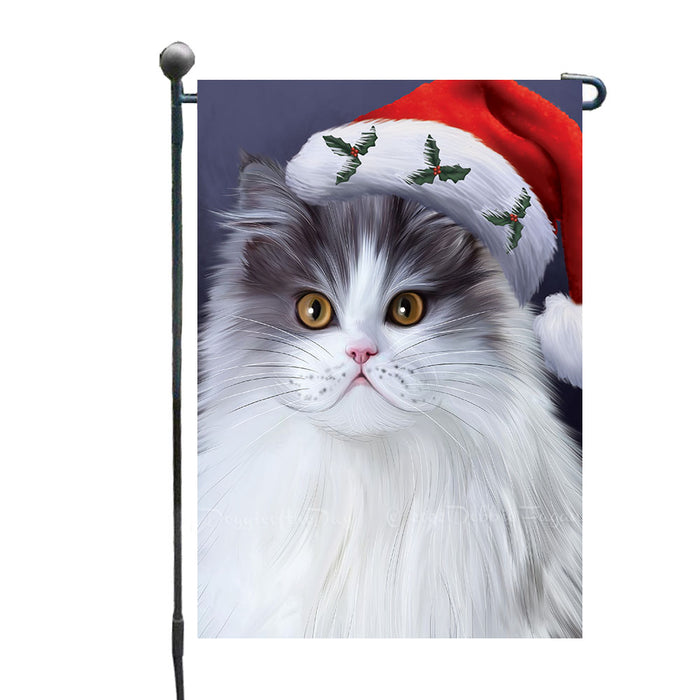 Christmas Santa Hat Persian Cat Garden Flags Outdoor Decor for Homes and Gardens Double Sided Garden Yard Spring Decorative Vertical Home Flags Garden Porch Lawn Flag for Decorations