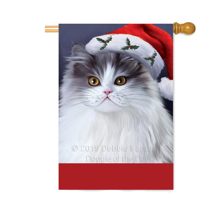 Personalized Christmas Holidays Persian Cat Wearing Santa Hat Portrait Head Custom House Flag FLG-DOTD-A59900