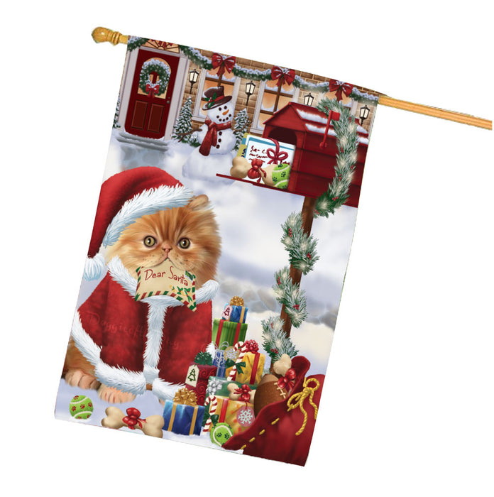Dear Santa Mailbox Christmas Persian Cat House Flag Outdoor Decorative Double Sided Pet Portrait Weather Resistant Premium Quality Animal Printed Home Decorative Flags 100% Polyester FLG67944