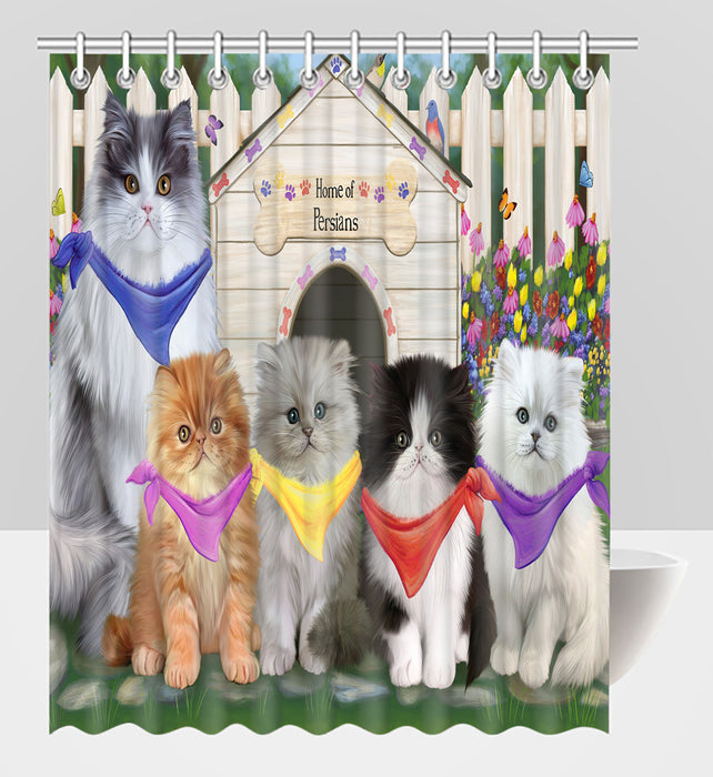 Spring Dog House Persian Cats Shower Curtain