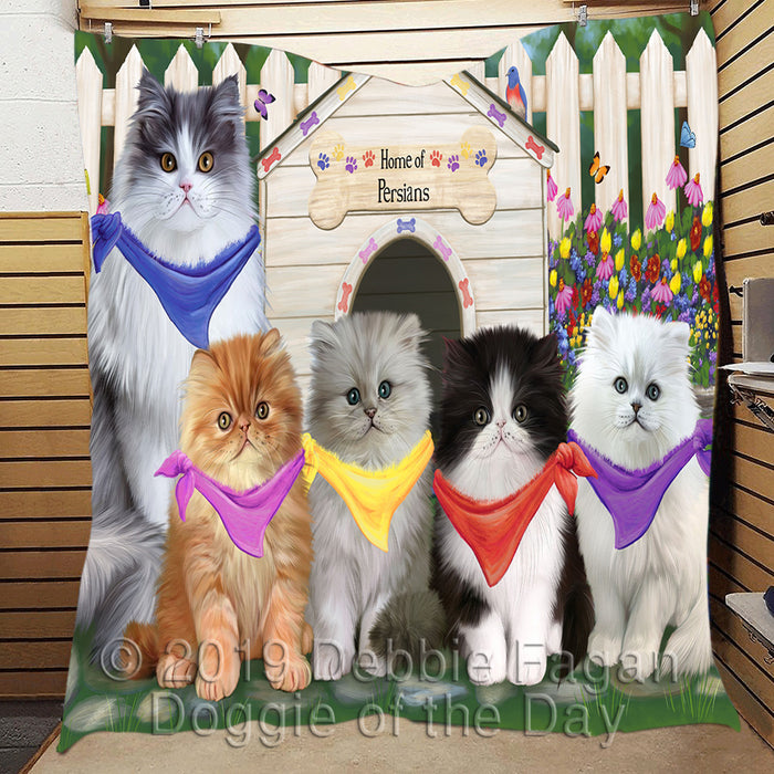 Spring Dog House Persian Cats Quilt