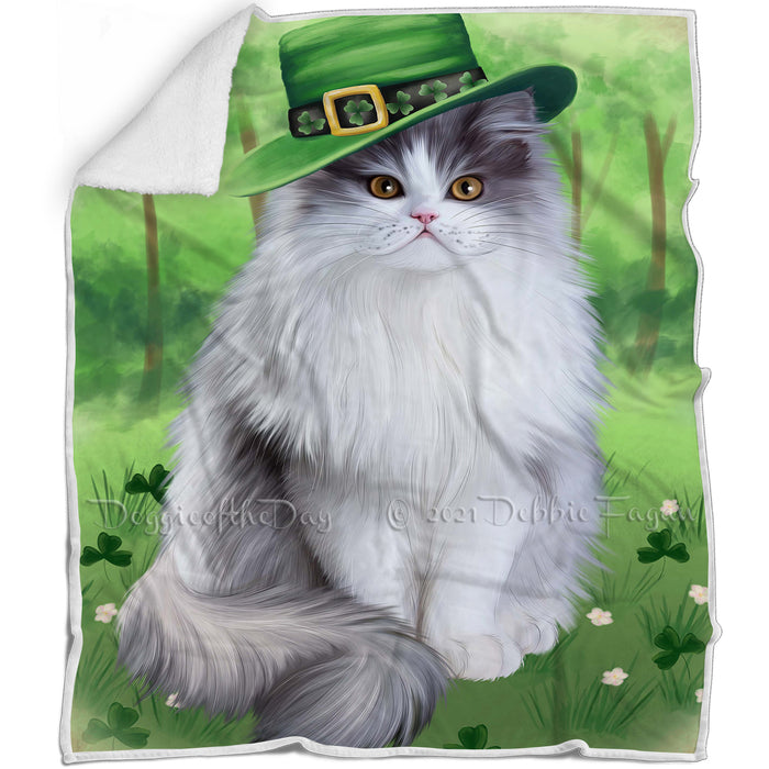 St. Patricks Day Irish Portrait Persian Cat Blanket BLNKT58503