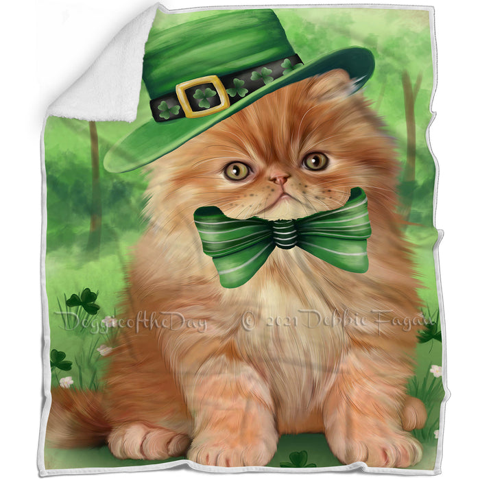 St. Patricks Day Irish Portrait Persian Cat Blanket BLNKT58521