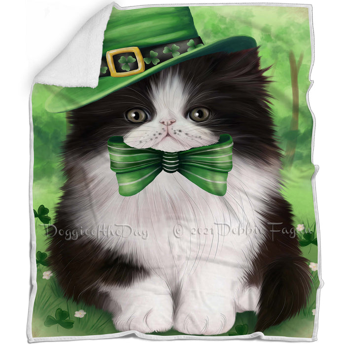 St. Patricks Day Irish Portrait Persian Cat Blanket BLNKT58530