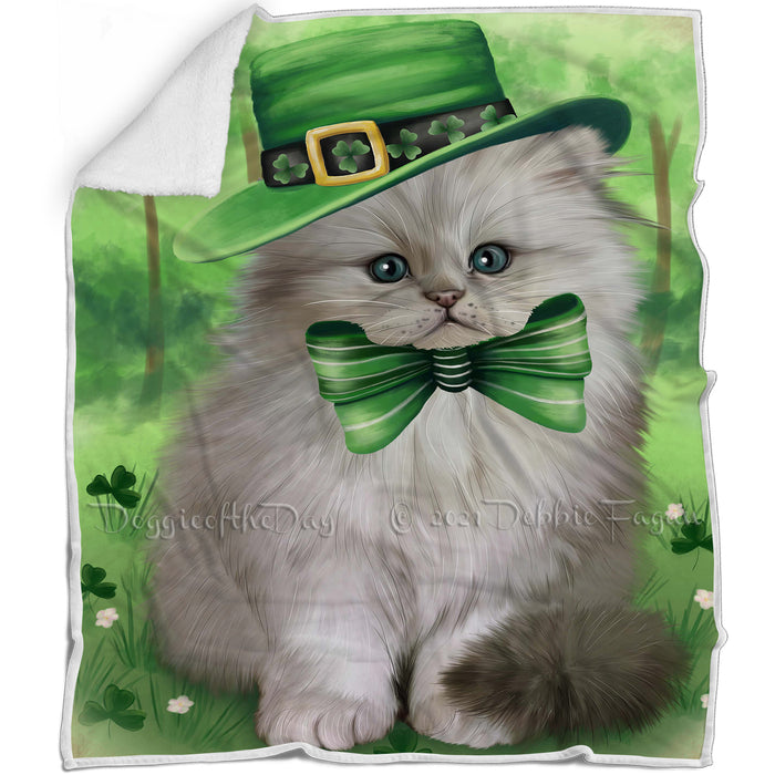 St. Patricks Day Irish Portrait Persian Cat Blanket BLNKT58539